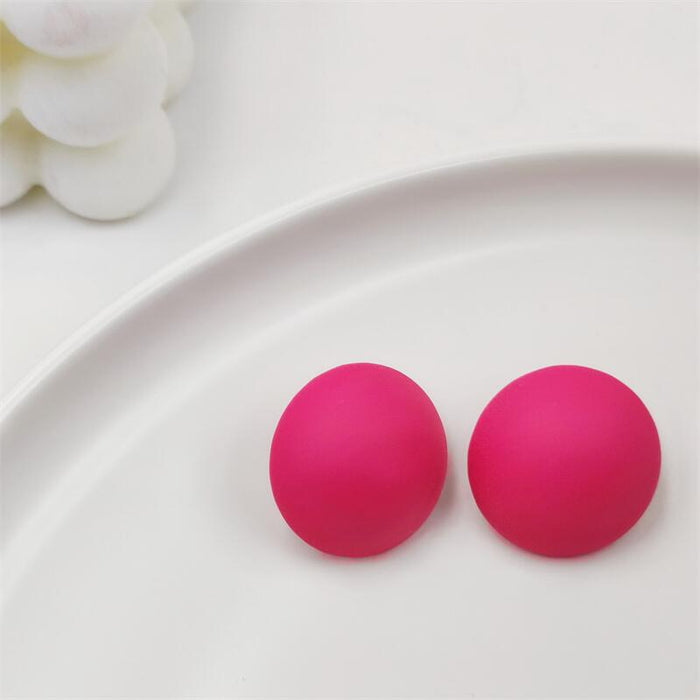 Jewelry WholesaleWholesale silver needle candy color red beanie round paint alloy earrings JDC-ES-FX012 Earrings 繁瑆 %variant_option1% %variant_option2% %variant_option3%  Factory Price JoyasDeChina Joyas De China