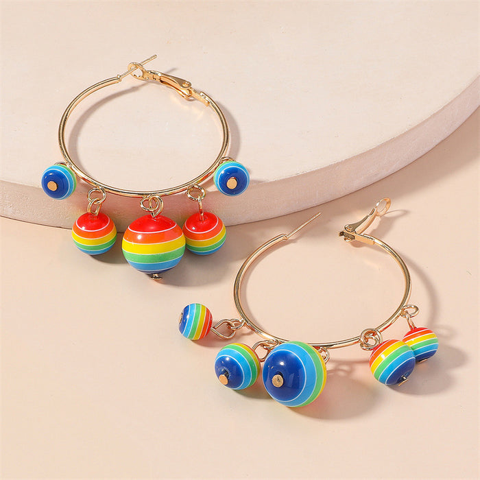 Wholesale Acrylic Color Beaded Earrings MOQ≥2 JDC-ES-GANL022