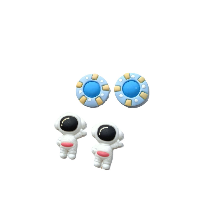 Wholesale Earring Resin Astronaut Spaceship S925 Silver Needle JDC-ES-Shier007