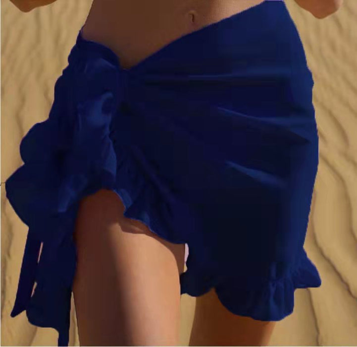 Couleur en mousseline en gros en mousseline de soie solaire en bikini robe de plage couverture jdc-sw-ybao002