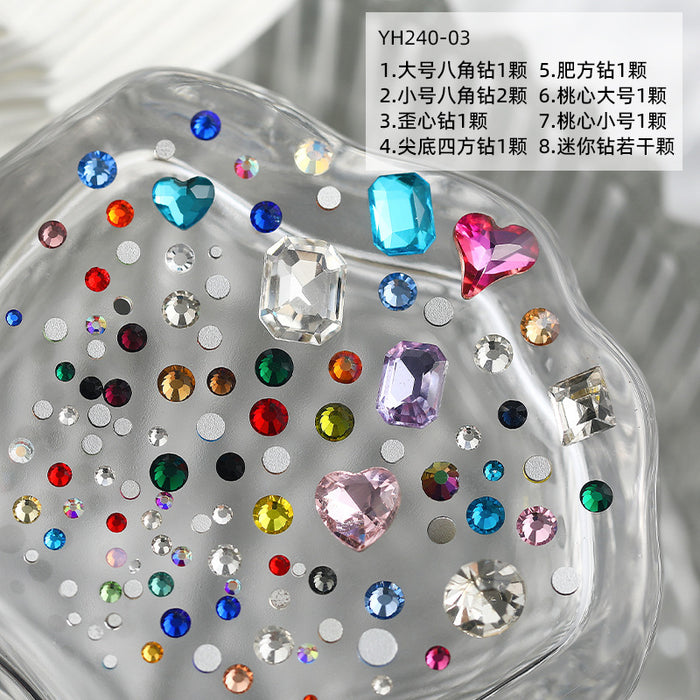 Wholesale Colored Gemstones Shaped Plastic Drill Nail Art Decorations JDC-NS-Wenyu002