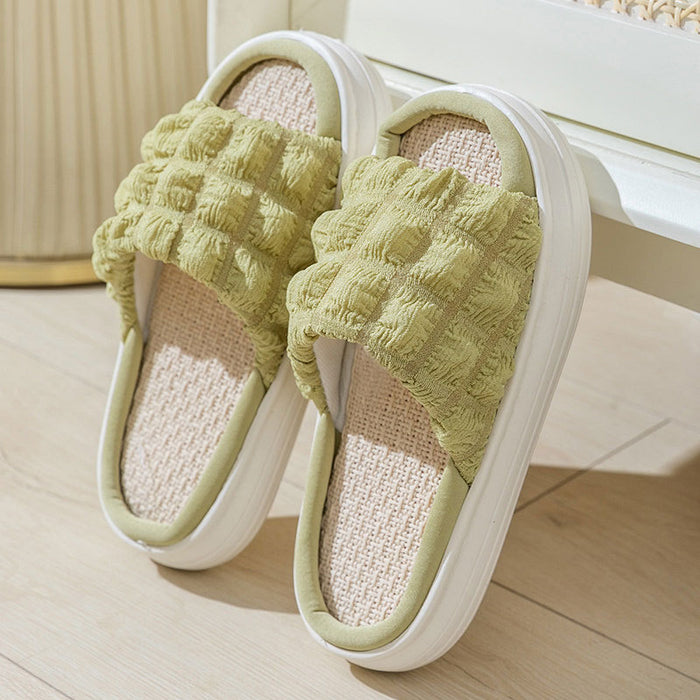 Wholesale summer cool slippers indoor home stepping on shit linen slippers JDC-SD-HuaC001