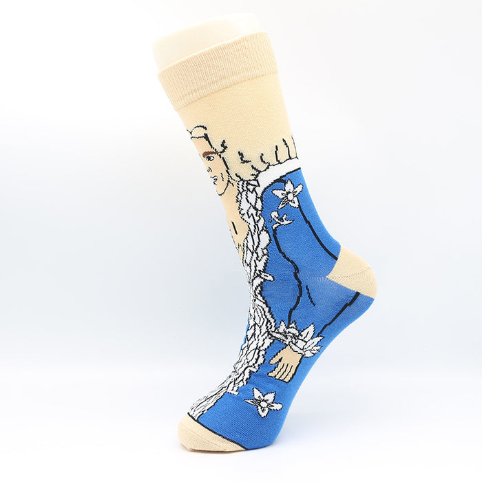 Wholesale Sock Cotton Mid-Cylinder Breathable Sweat-absorbent Cartoon Printing Color MOQ≥3 JDC-SK-ShuiH006