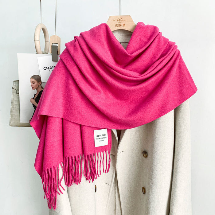 Wholesale Scarf Polyester Cotton Winter Thickening Warm Shawl Solid Color JDC-SF-Qianx003