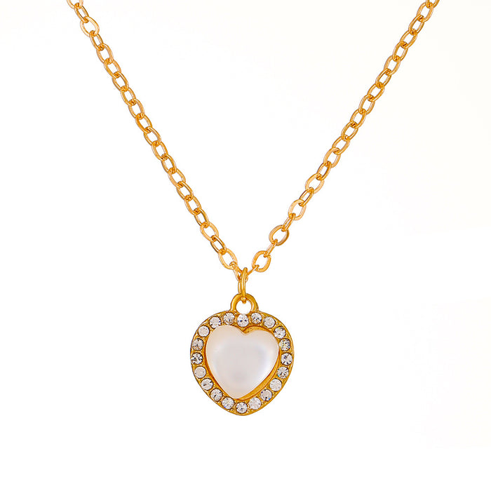Wholesale Hollow Out Diamond Heart Necklace JDC-NE-D066