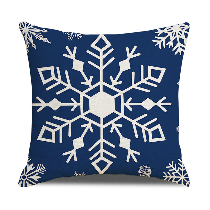 Estampa de almohada de lino de escala de color nieve azul al por mayor