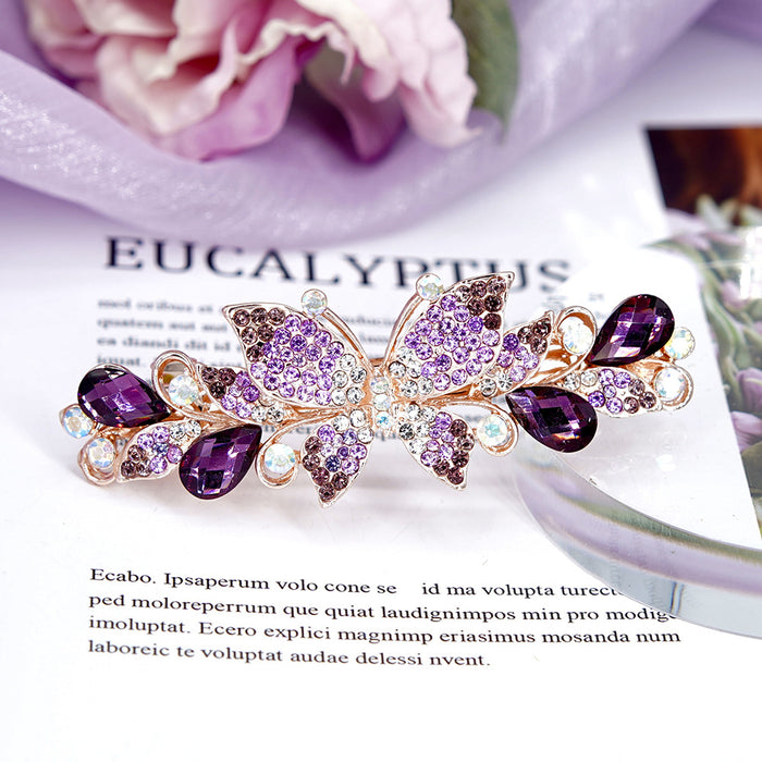 Wholesale Hair Clips Alloy Rhinestone Crystal Butterfly Spring Clip MOQ≥2 JDC-HC-HG011