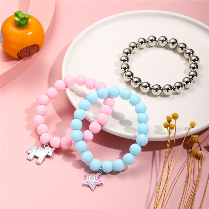 Brazalete al por mayor de plástico color caramelo joyas para niños con cuentas jdc-bt-zhuom001