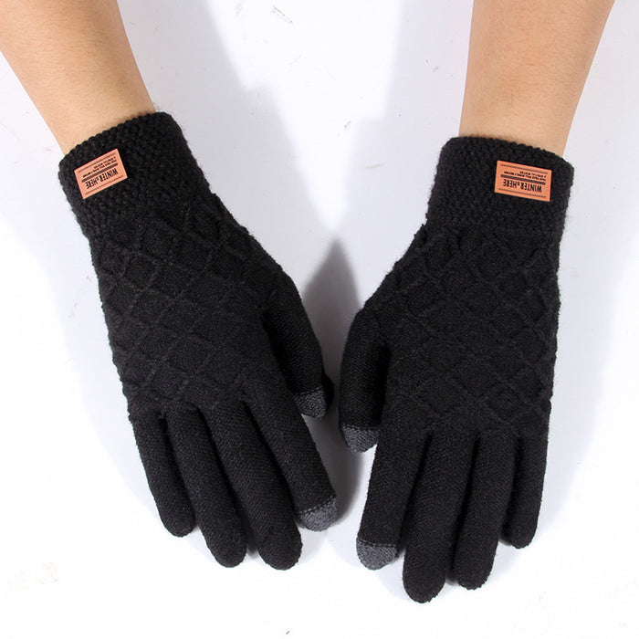 Wholesale Gloves Acrylic Thickened Jacquard Knit Warm Touch Screen JDC-GS-HaiL009