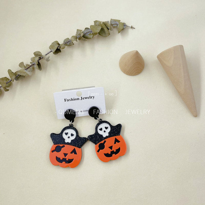 Wholesale Earrings Acrylic Pirate Pumpkin Head MQO≥2 JDC-ES-moshu018