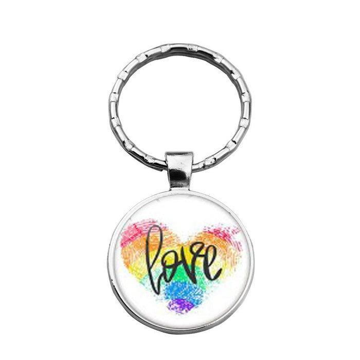 Wholesale LGBT Pride Day Alloy Glass Gemstone Keychain JDC-KC-XuS023