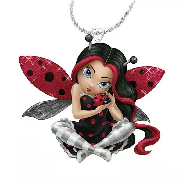 Wholesale Seven Star Ladybug Little Fairy Necklace Resin Pendant Necklace MOQ≥2 JDC-NE-ZIB029
