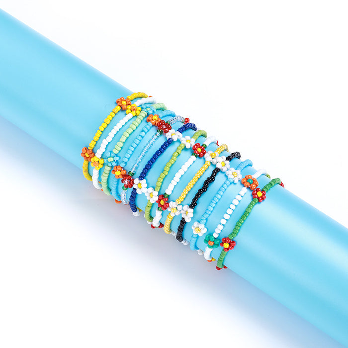 Wholesale Flower Rice Beads Elastic String Beaded Bracelet JDC-BT-ZengZ005
