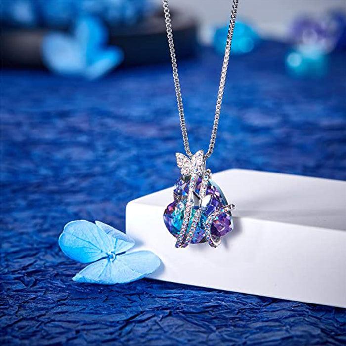 Collar de diamantes de color crysal mariposa al por mayor JDC-Ne-Mengx001