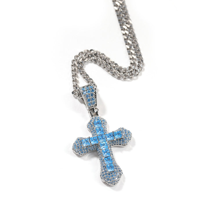 Wholesale Necklaces Alloy Blue Zircon Cross JDC-NE-GuM004