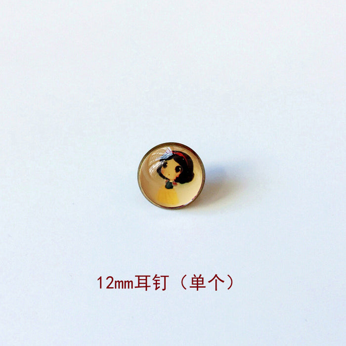 Wholesale Cartoon 12mm Metal Copper Glass Gemstone Single Stud Earrings (M) MOQ≥4 JDC-ES-Lexx005