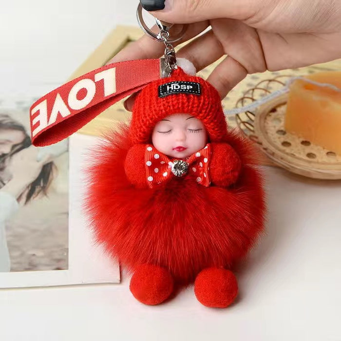 Wholesale sleeping doll pendant keychain fox fur JDC-KC-XYu001
