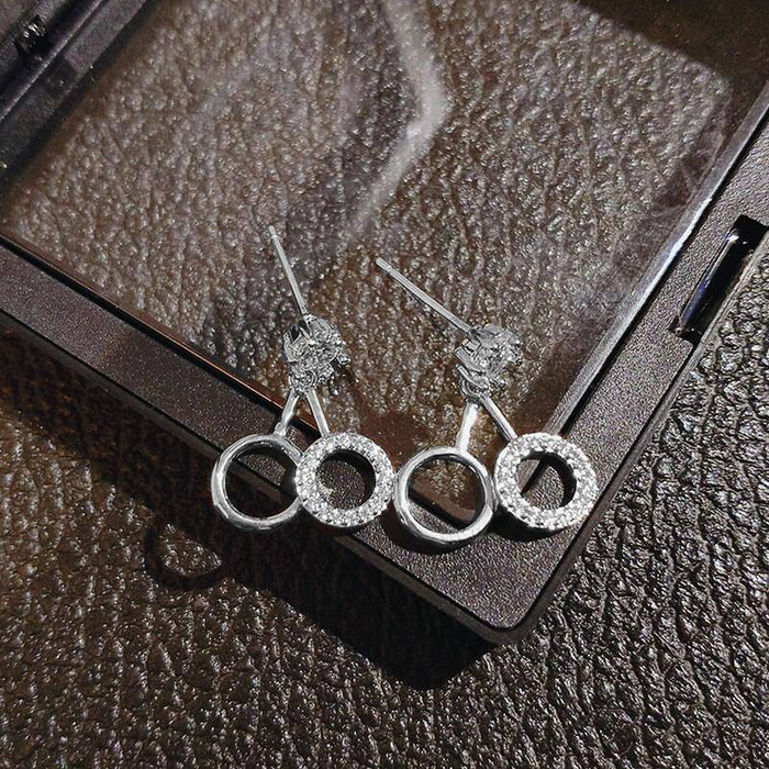 Wholesale Earrings Copper Diamond Double Hoop MOQ≥2 JDC-ES-PREMCAOS006