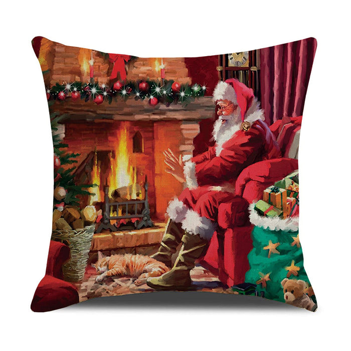 Wholesale Christmas Printed Linen Pillowcase MOQ≥2 JDC-PW-Xiangren010