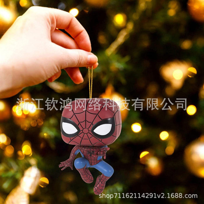 Wholesale Cartoon Acrylic Flat Ornament Christmas Tree Decoration Keychain Pendant MOQ≥2 JDC-DCN-QHong001