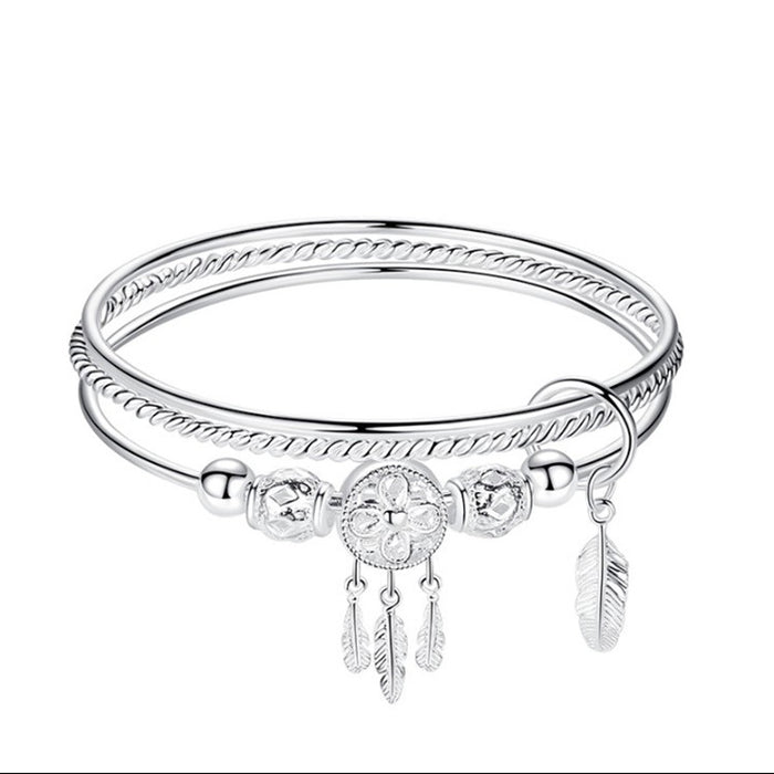 Wholesale Dream Catcher Closed Solid White Copper Silver Plated Bracelet JDC-BT-YiYing003
