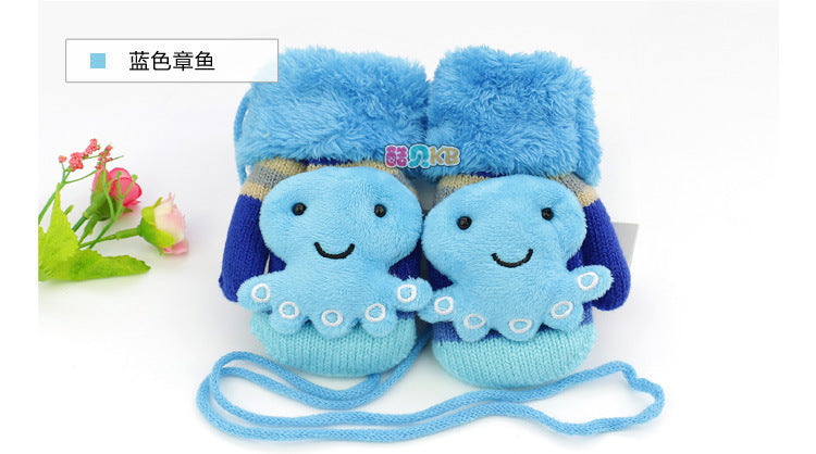 Wholesale Gloves Knitted Warm Mittens Cute Cartoon Halter Gloves JDC-GS-HaiL004