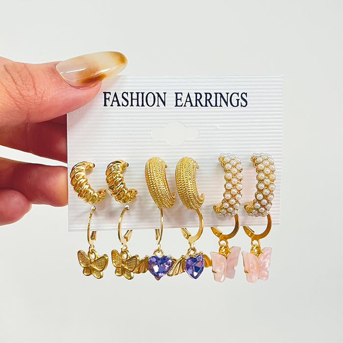 Jewelry WholesaleWholesale Butterfly Pearl Alloy Earrings Set JDC-ES-D791 Earrings 晴雯 %variant_option1% %variant_option2% %variant_option3%  Factory Price JoyasDeChina Joyas De China