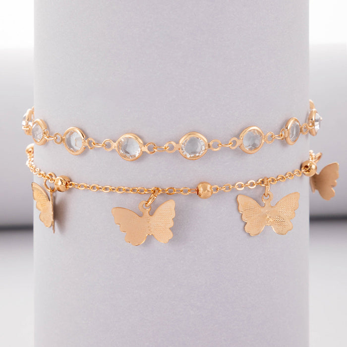 Jewelry WholesaleWholesale butterfly disc double alloy diamond multi-layer foot ornament JDC-AS-Yg004 Anklet 陌茗 %variant_option1% %variant_option2% %variant_option3%  Factory Price JoyasDeChina Joyas De China