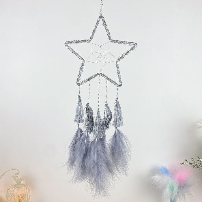 Wholesale Dream Catcher Feather Tassel Star Bedroom Ornament MOQ≥2 JDC-DC-MYing044