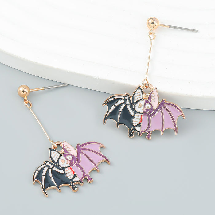 Wholesale Earring Alloy Enamel Halloween Bat Shark JDC-ES-JL1035