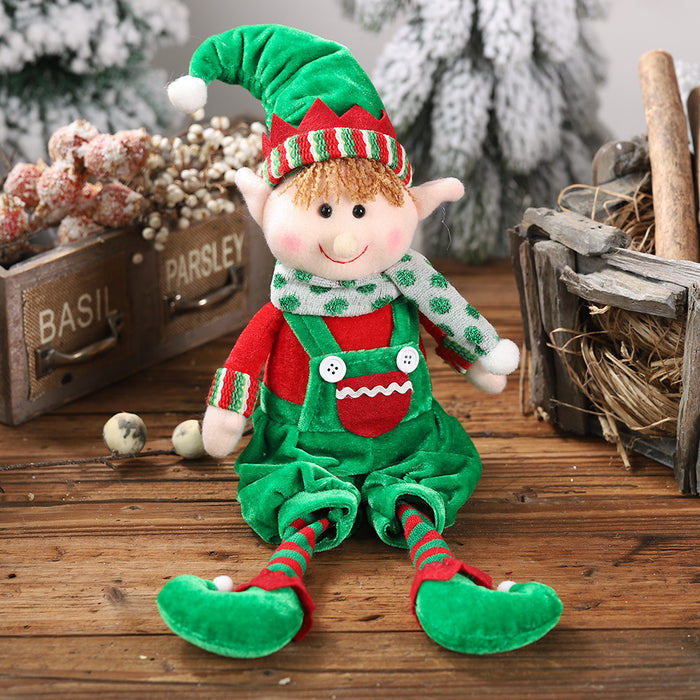 Wholesale Ornaments Cloth Christmas Legged Elf Sitting Figure JDC-OS-HaoB001