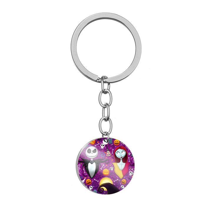 Wholesale Keychain Stainless Steel Halloween Skull Color Printing Pendant MOQ≥2 (M) JDC-KC-HuanYu022