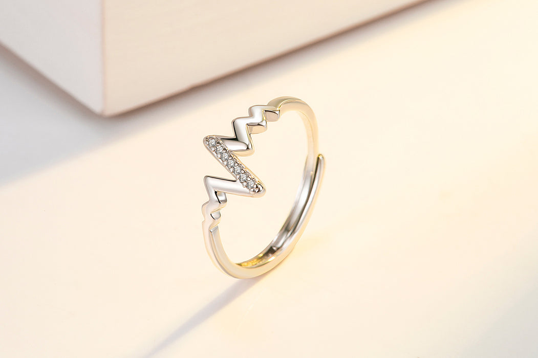 Wholesale Ring Copper Open Pair Ring EKG Heart Shape Couple JDC-RS-WeiH001