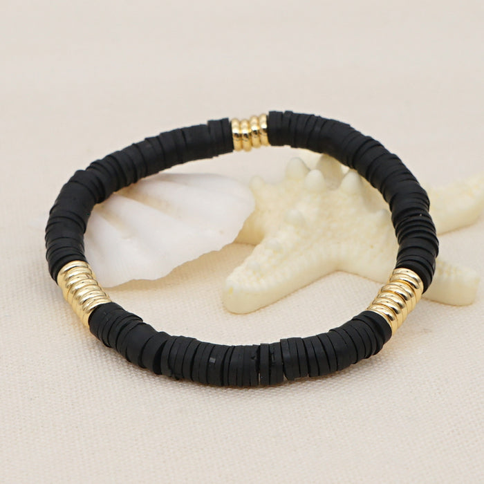 Wholesale Ethnic Style Stainless Steel Gold Plated Spacer Bracelet White Clay bead bracelet  JDC-BT-YuX001