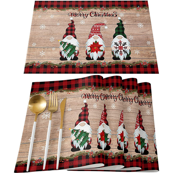 Wholesale Christmas Plaid Fabric Insulated Washable Placemat MOQ≥2 JDC-PS-Dexi005