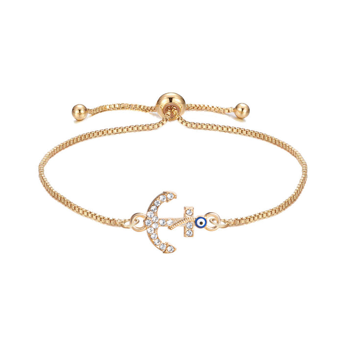 Wholesale Bracelet Alloy Diamond Set Turquoise Guardian Bracelet MOQ≥2 JDC-BT-XiaoM006