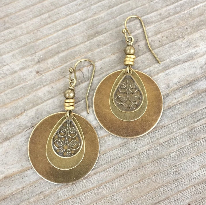 Wholesale Earrings Alloy Simian Vintage Ethnic Old Bronze Circles JDC-ES-MingC006