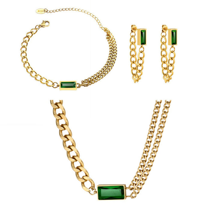 Wholesale Necklaces alloy chain zircon double chain stack Jewelry Set JDC-NE-ZhongY003