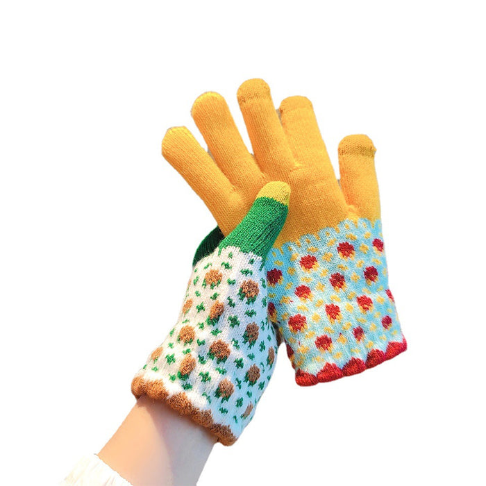 Wholesale Gloves acrylic wool knitting warm winter thick wool cute MOQ≥2 JDC-GS-YuQ001