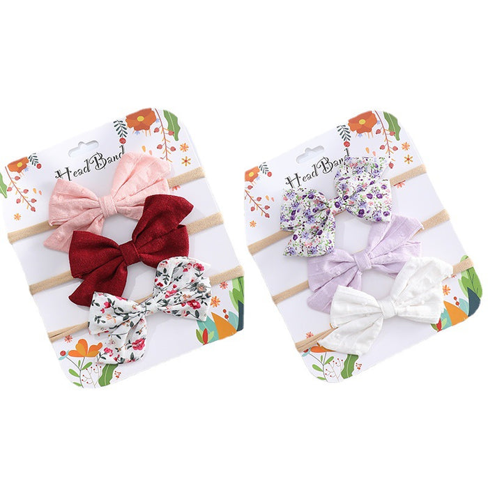 Wholesale Headband Cotton Linen Baby Soft Elastic Bow MOQ≥10 JDC-HD-AMSR004