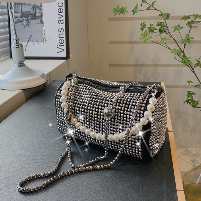 Wholesale Shoulder Bag Polyester Small Golden Ball Chain With Drill Messenger Bag JDC-SD-Suok003
