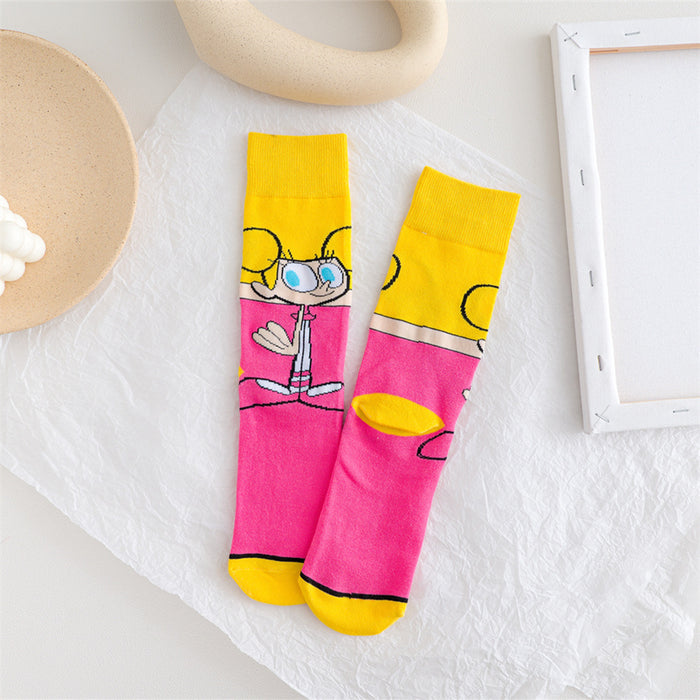 Wholesale spring female cartoon creative pattern straight sports socks JDC-SK-YMS001