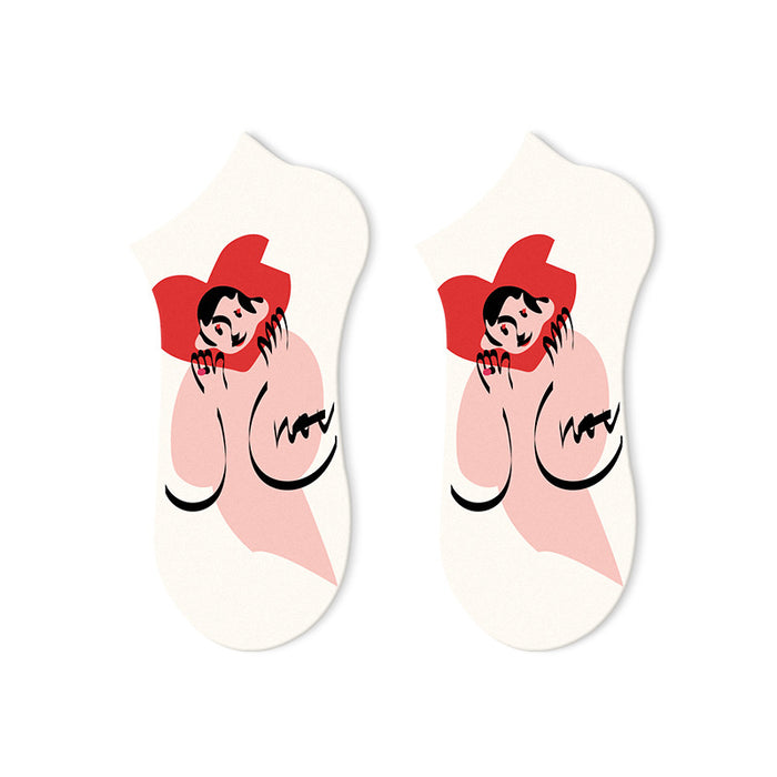 Wholesale deer rice cartoon socks women's socks summer shallow mouth MOQ≥5 JDC-SK-JXuan001