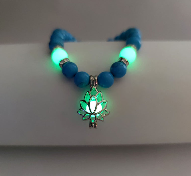 Wholesale Turquoise Bead Bracelet Energy Glowing Lotus Stretch Beads JDC-BT-ZhongY001