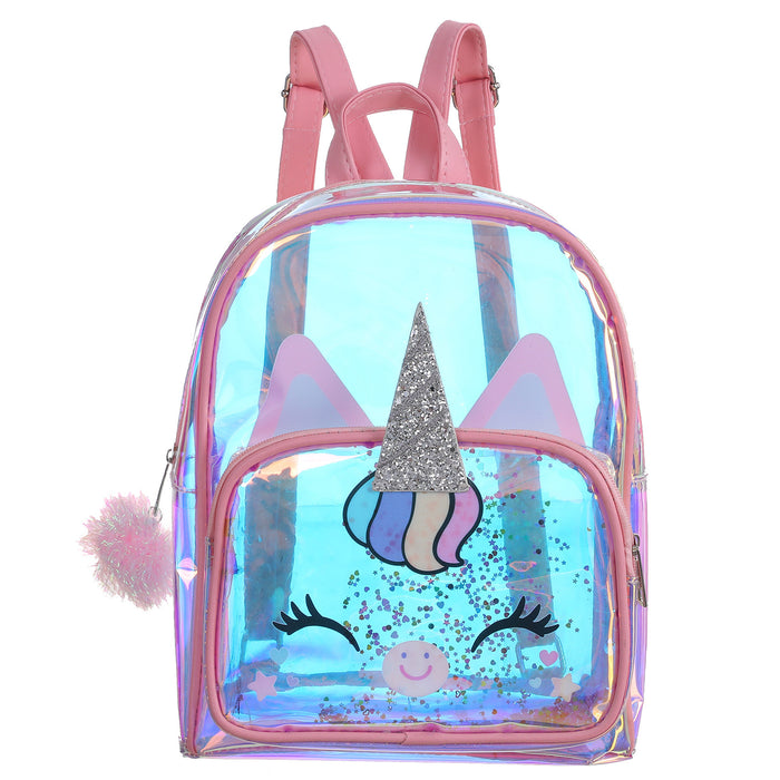 Wholesale Backpack TPU Unicorn Transparent Kids Laser MOQ≥3 JDC-BP-Suman004