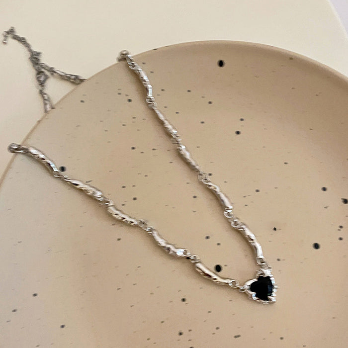 Wholesale Necklace Metal Irregular Zircon Love Clavicle Chain MOQ≥2 JDC-ES-Fengm083