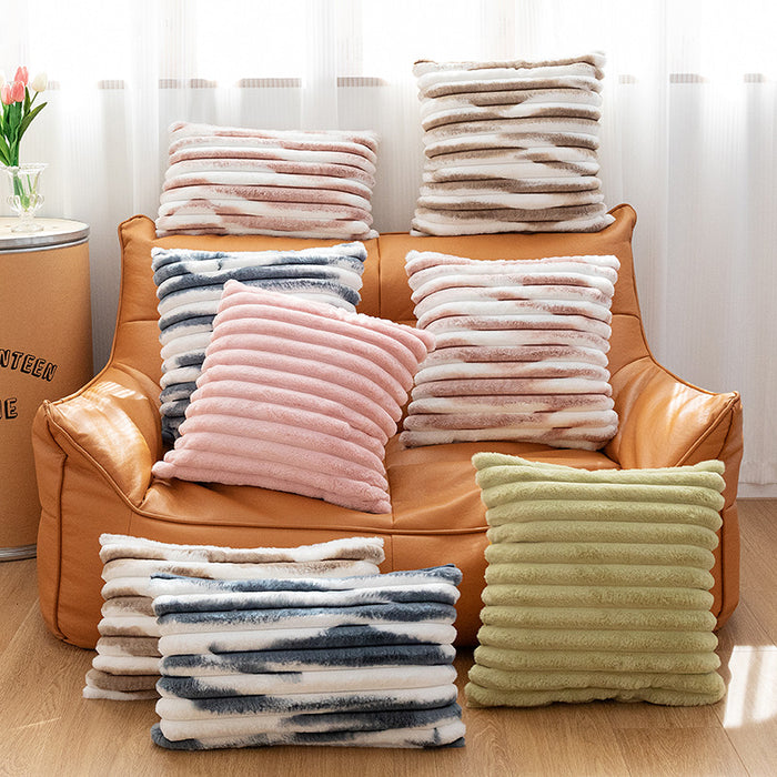 Wholesale Tie Dye Contrast Stripe Plush Sofa Cushion Cover JDC-PW-Chaose004
