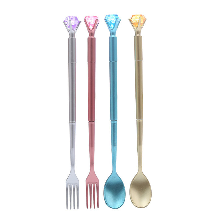 Wholesale Diamond Spoon Fork Plastic Ballpoint Pen JDC-BP-Liuj015