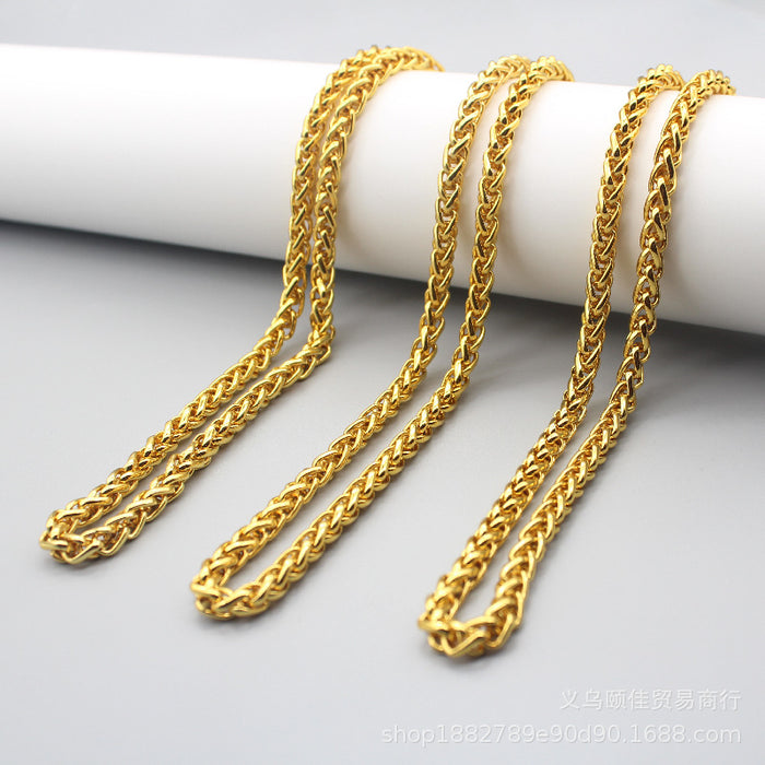 Wholesale Double Buckle Twist Sand Imitation Gold Necklace MOQ≥2 JDC-NE-YiJ001