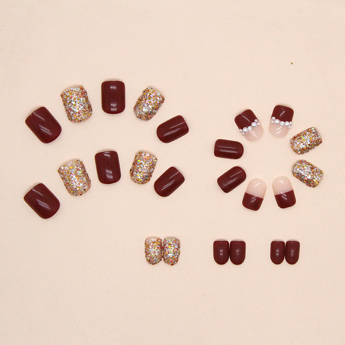 Wholesale Wine Red Strobe Resin Nail Stickers JDC-NS-QiH029